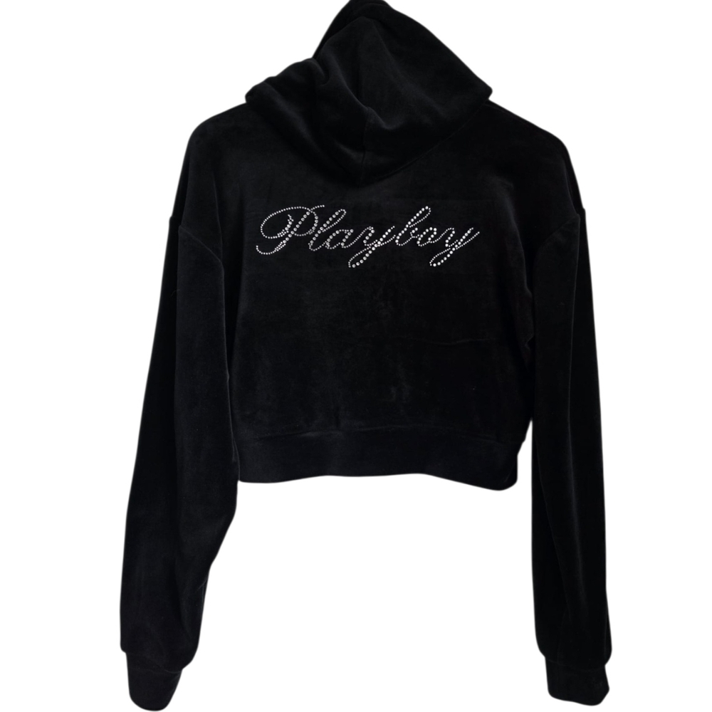 Playboy Rhinestone Velour Zip Hoodie – Y2K – Size S